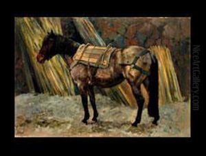 Gesatteltes Arbeitspferd by Richard Benno Adam