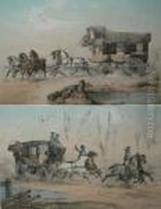 Belle Suite De Quatre Gravures En Couleur by Victor Adam