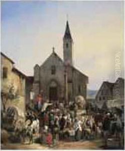 [victor-jean Adam; Market Day; Oil On Canvas; Signed And Dated 1825] by Victor Adam