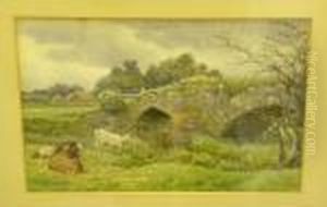 Cattle By An Ancient Stonebridge
