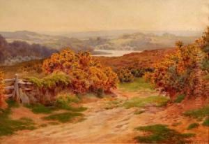 Country Track With River To Distance by Charles James Adams