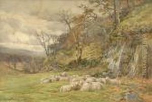 Autumn, Sheepresting Beneath A Rocky Escarpment Autumn, Sheepresting Beneath A Rocky Escarpment