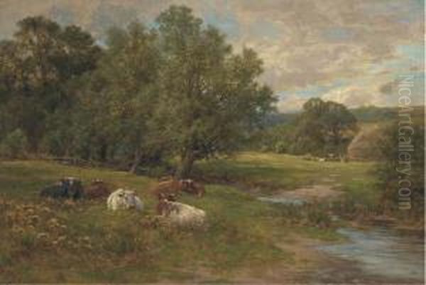 Cattle Resting By A Brook - view 1