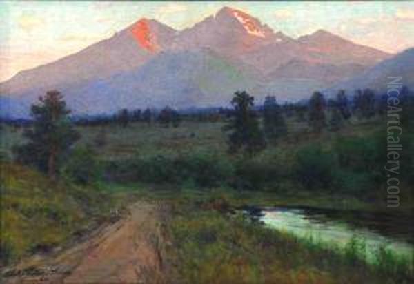 Estes Park, Colorado, Longs Peak At Sunset by Charles Partridge Adams