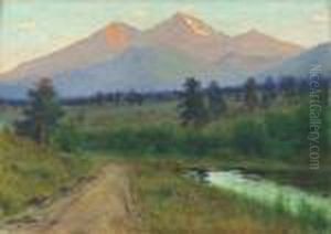 Longs Peak At Sunset From Estes Park, Colorado by Charles Partridge Adams