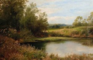 Figures Beside A Woodland Pond