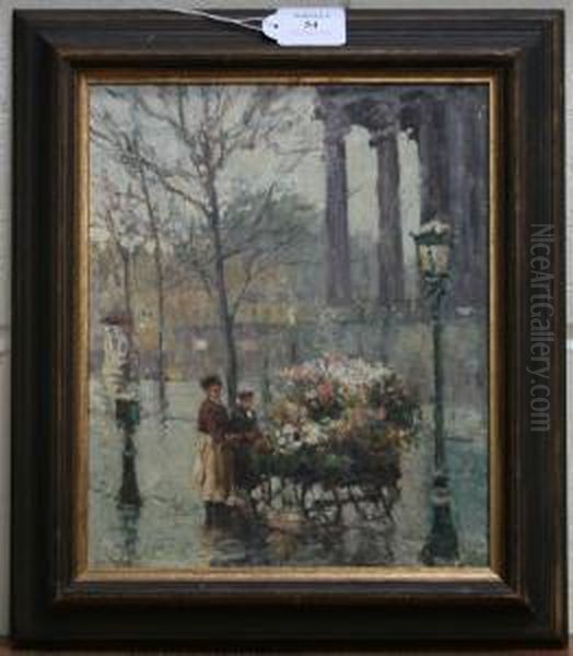 View Of A Flower Seller In A London Square - view 1
