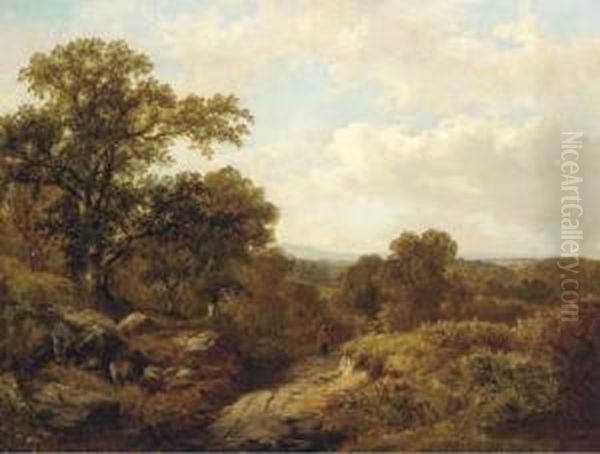 A Wooded Landscape With A Figure On A Path - view 1