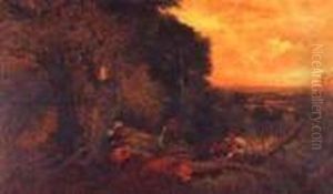 Children Playing In The Woods by John Clayton Adams