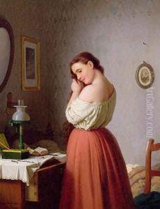 Young Woman Plaiting her Hair by Meyer Georg von Bremen