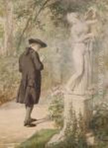 Clergymanadmiring A Marble Statue by Louis Emile Adan