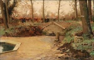 Adam Paul Emile . "le Jardin" by Louis Emile Adan