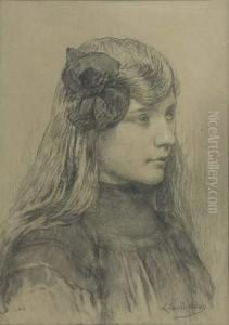 Portrait De Jeune Fille by Louis Emile Adan
