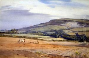 Ploughman In A Landscape Signed 11.5 X 17.5in