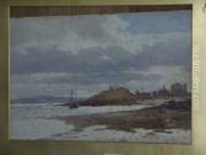 Estuary Scene, On An Overcast Day by Charles William Adderton