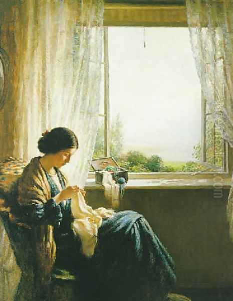 Sewing by a window 1915 - view 1