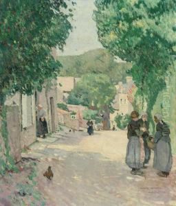 Scene De Village En Bretagne by Jules Adler