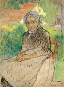 Woman In A Garden by Jules Adler
