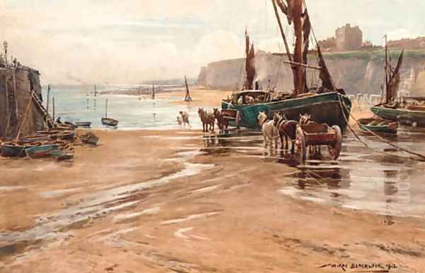 Unloading the barges, Broadstairs, Kent - view 1