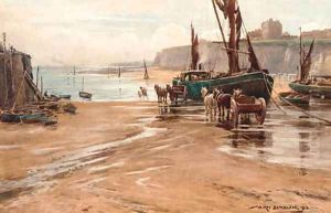 Unloading the barges, Broadstairs, Kent by William Kay Blacklock