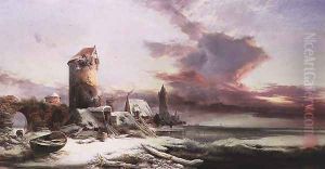 Winter Sunset on the Norfolk Coast by Henry Bright