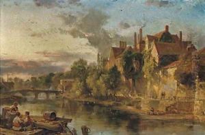 The Old Bridge and Ancient Palace on the Medway at Maidstone by Henry Bright