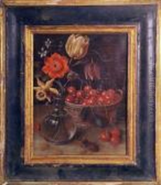 Natura Morta Con Vaso Di
Fiori E Cesto Di Ciliegie - view 1