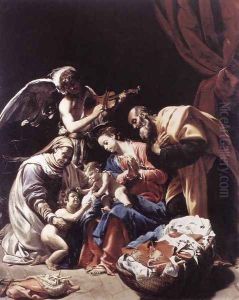 Holy Family with St Elizabeth, the Young St John the Baptist and an Angel c. 1609 by Orazio Borgianni