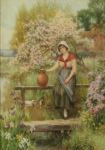 Young Girl In A Springcountryside by William Affleck