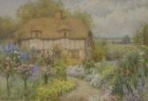 Cottage And Flower Garden 12 X17in