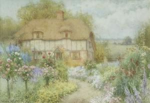 Cottage And Flower Garden 12 X 17in by William Affleck