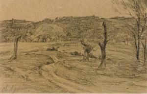 Landscape With Trees And Path by Jean-Charles Cazin