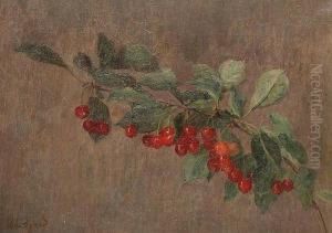 A Still Life Of Cherries. by Jean-Charles Cazin