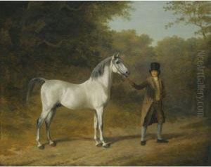 Wellesley Arabian Held By A Groom by Jacques Laurent Agasse