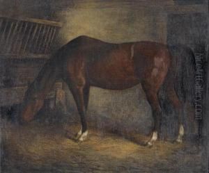 Pferd Im Stall. by Jacques Laurent Agasse