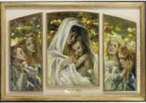 Trittico, Maternita Con Angeli by Ermenegildo Agazzi