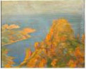 Paesaggio Marino E Sul Retro Paesaggio Campestre by Ermenegildo Agazzi