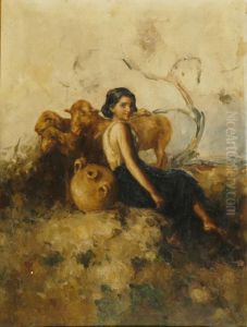 Pastorella Con Armenti In Un Paesaggio Pastorella Con Armenti In Un Paesaggio