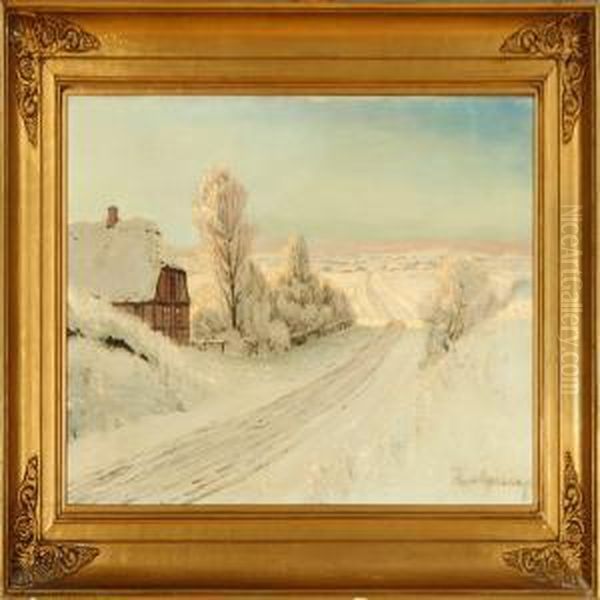 A Winter Landscape With A Thathced House - view 1