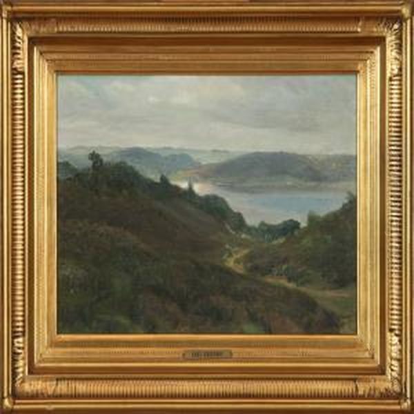 View Ower A Hilly Scnery With A Lake - view 1