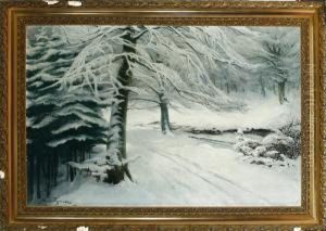 A Danish Winter Landscape by Hans Agersnap
