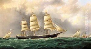 A Ship's Portrait near Sandy Hook by James E. Buttersworth