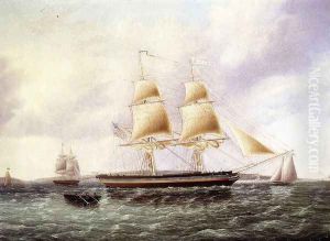 American Brig off New York by James E. Buttersworth