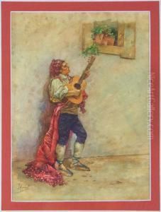 Rondando Bajo Una Ventana by Joaquin Agrasot y Juan