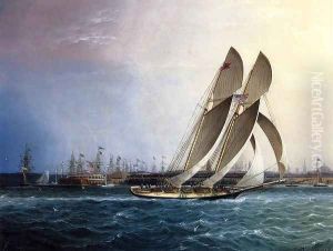 New York Yacht Club 'Comet' off the Battery by James E. Buttersworth
