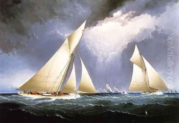 Mayflower Leading Puritan, America's Cup Trial Race, 1886 - view 1