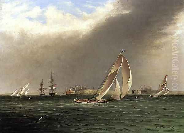 Yacht Racing off Castle Garden, New York - view 1