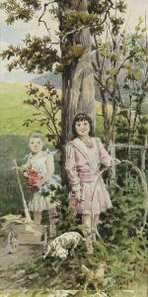 Spielende Kinder In Sommerlandschaft - view 1