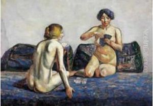Femmes Nues Jouant Aux Cartes