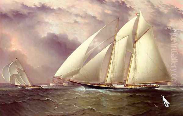 Schooner Racing off New York Harbor - view 1